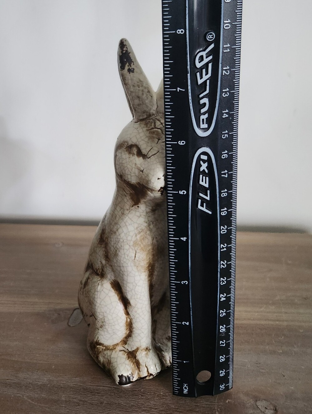 Rustic Crackle Glaze Ceramic Rabbit Bunny Figurine Farmhouse Decor 8in Farm Barn - Picture 11 of 11